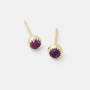 Amethyst Stud Earrings in Solid Gold