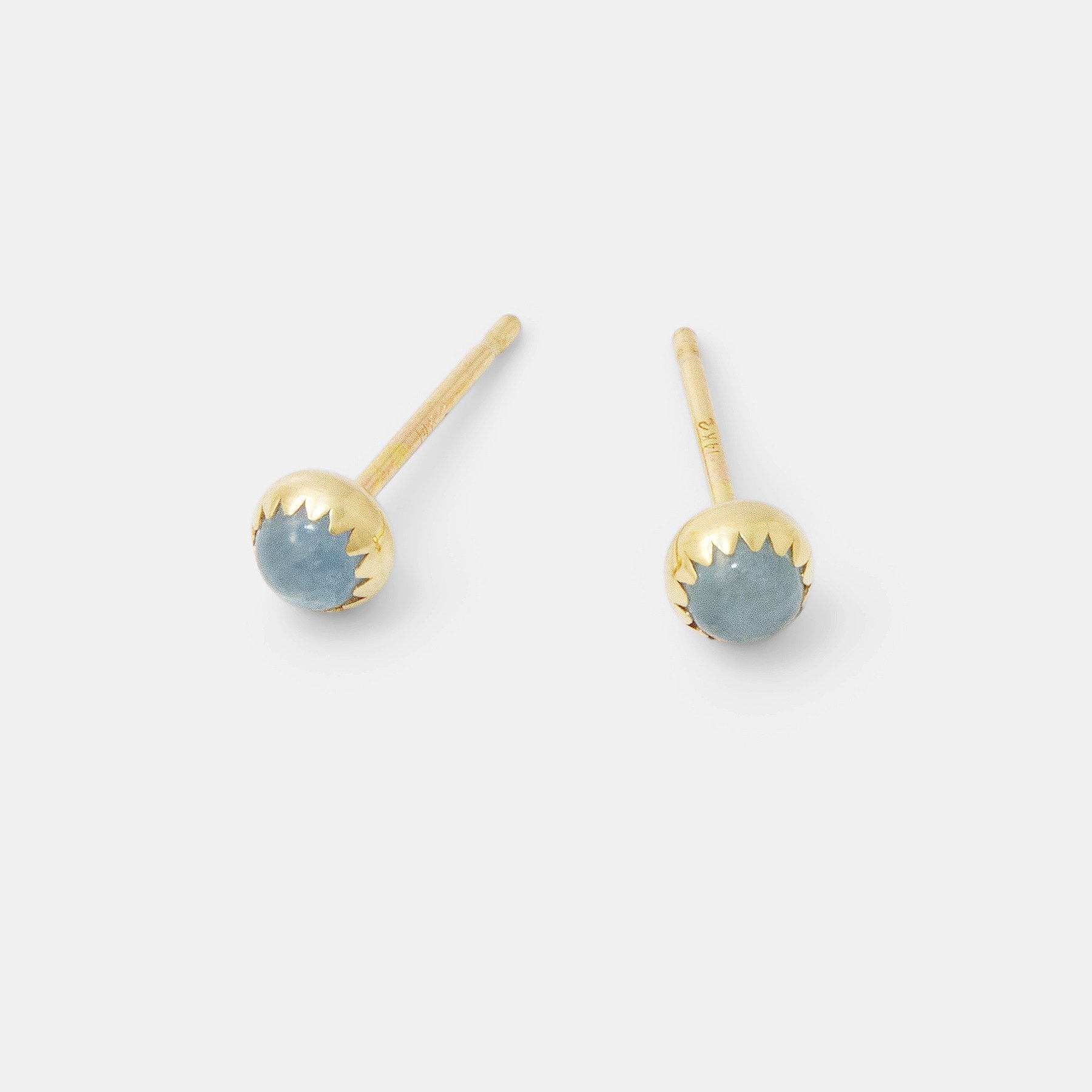 Aquamarine Solid Gold Stud Earrings