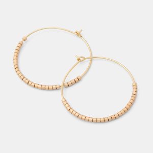 Beaded Gold Hoop Earrings: Matte Gold