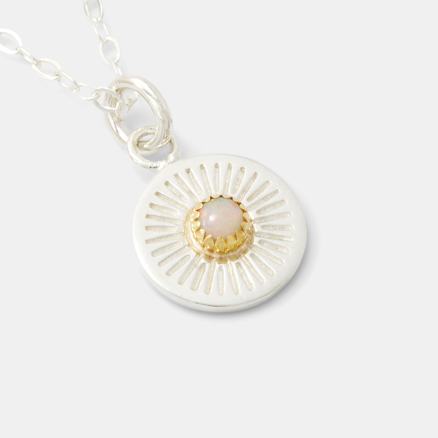 Birthstone Silver & Gold Pendant: Opal