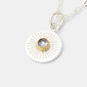 Birthstone Silver & Gold Pendant: Tanzanite