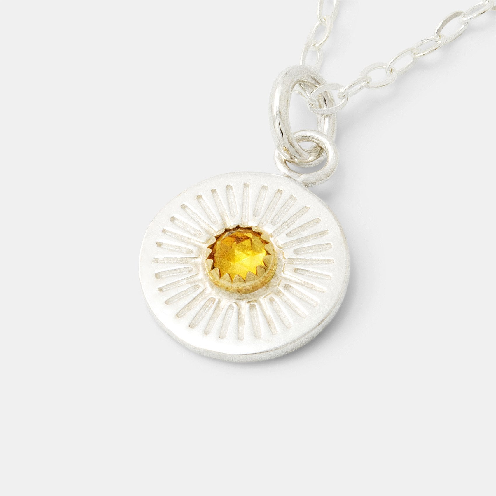 Birthstone Silver & Gold Pendant: Citrine