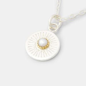Birthstone Silver Pendant: Pearl