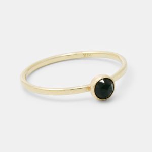 Black Spinel Solid Gold Stacking Ring