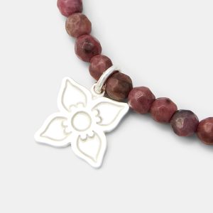 Boronia Flower on Rhodonite Beaded Bracelet