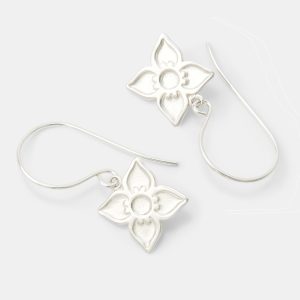 Boronia Flower Silver Drop Earrings