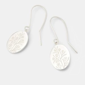 Boronia Oval Silver Drop Earrings