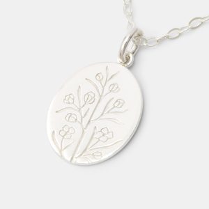 Boronia Oval Silver Pendant Necklace