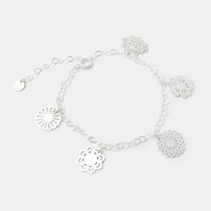 Bouquet of Flowers Silver Charm Bracelet