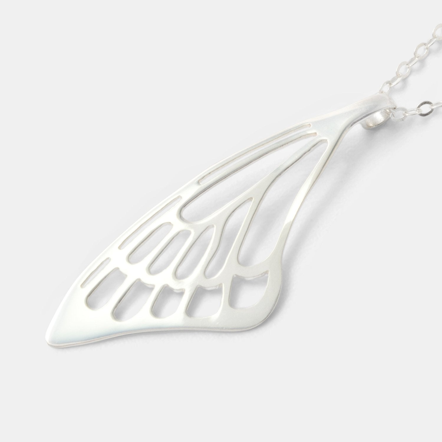 Butterfly Wing Silver Pendant Necklace