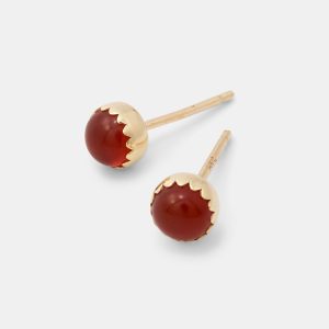 Carnelian & Solid Gold Stud Earrings