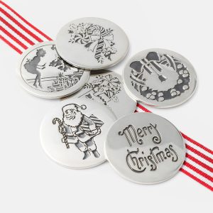 Christmas Pudding Coins in Silver