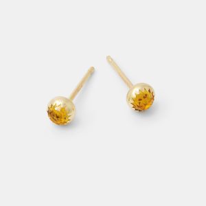 Citrine & Solid Gold Stud Earrings