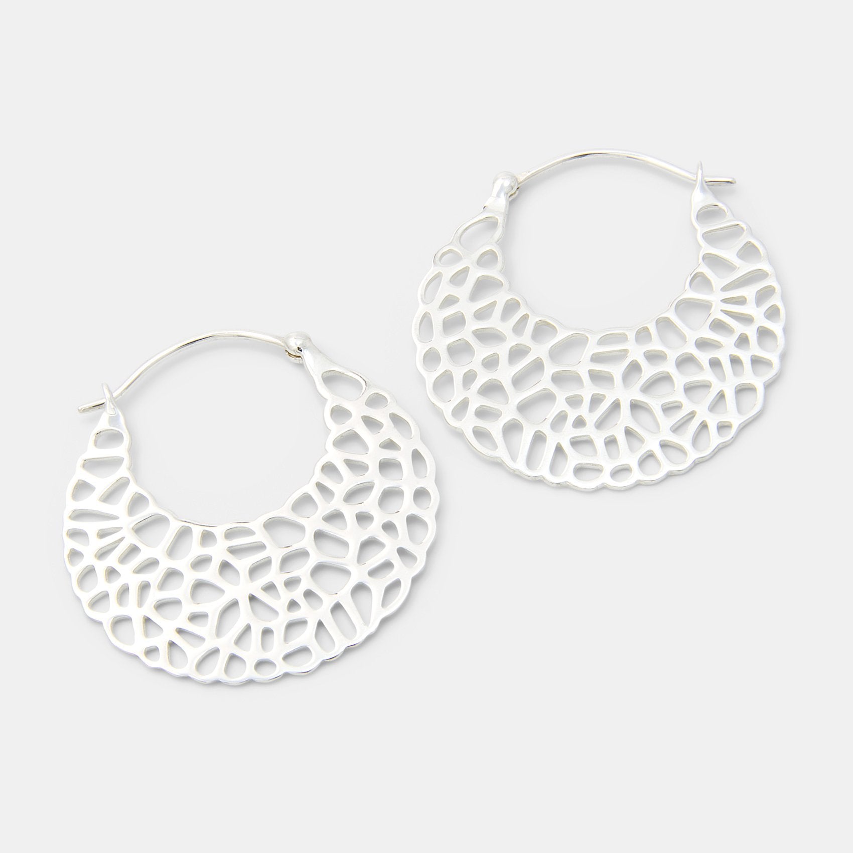 Coral Pattern Sterling Silver Hoop Earrings