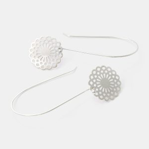 Dahlia Silver Dangle Earrings