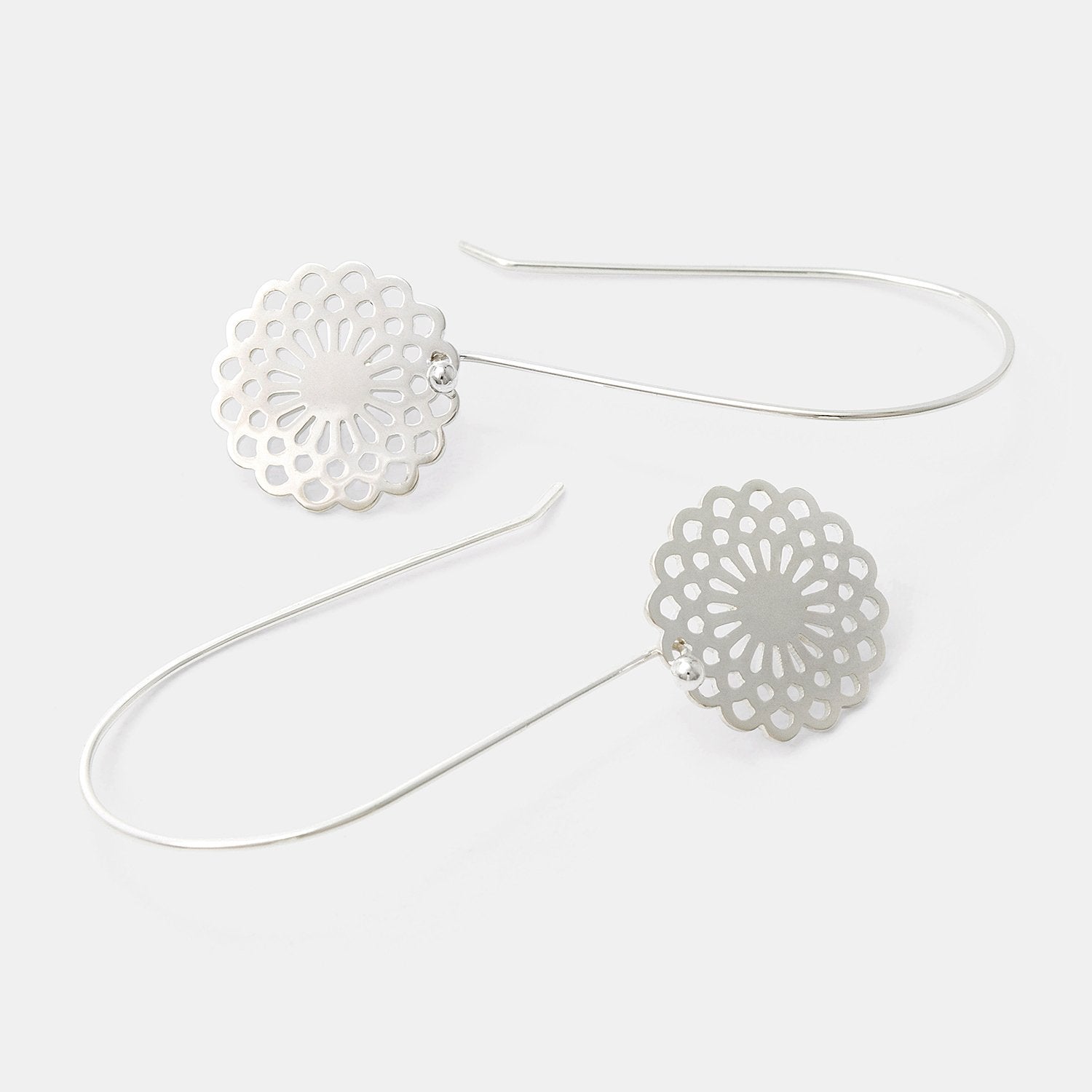 Dahlia Silver Dangle Earrings
