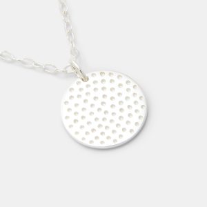 Dots Texture Silver Pendant Necklace