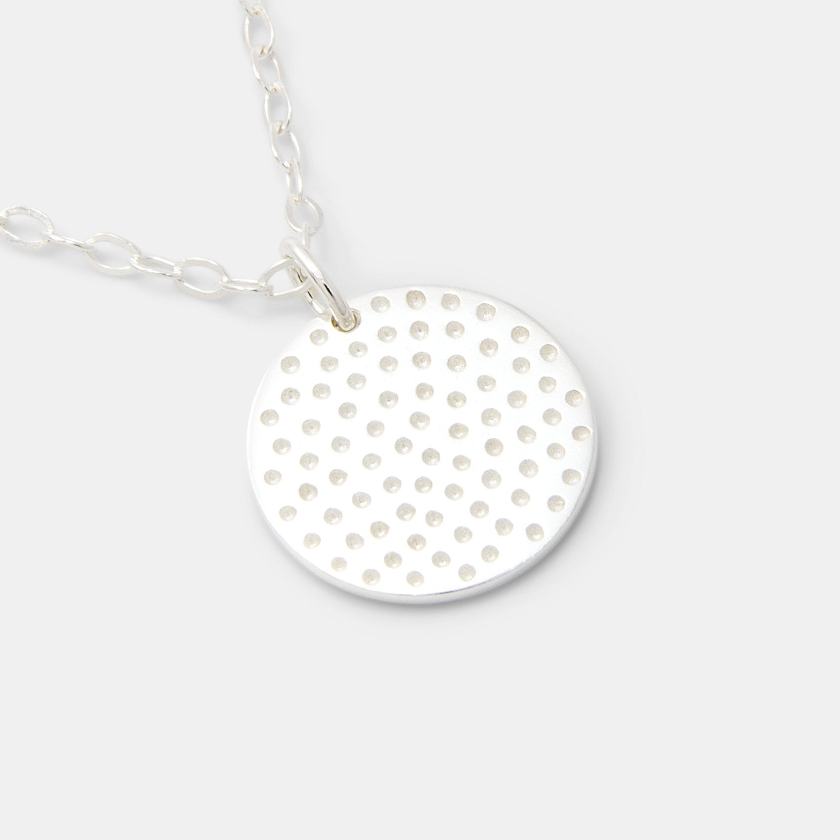 Dots Texture Silver Pendant Necklace