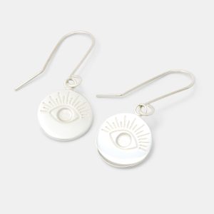 Eye Amulet Silver Drop Earrings