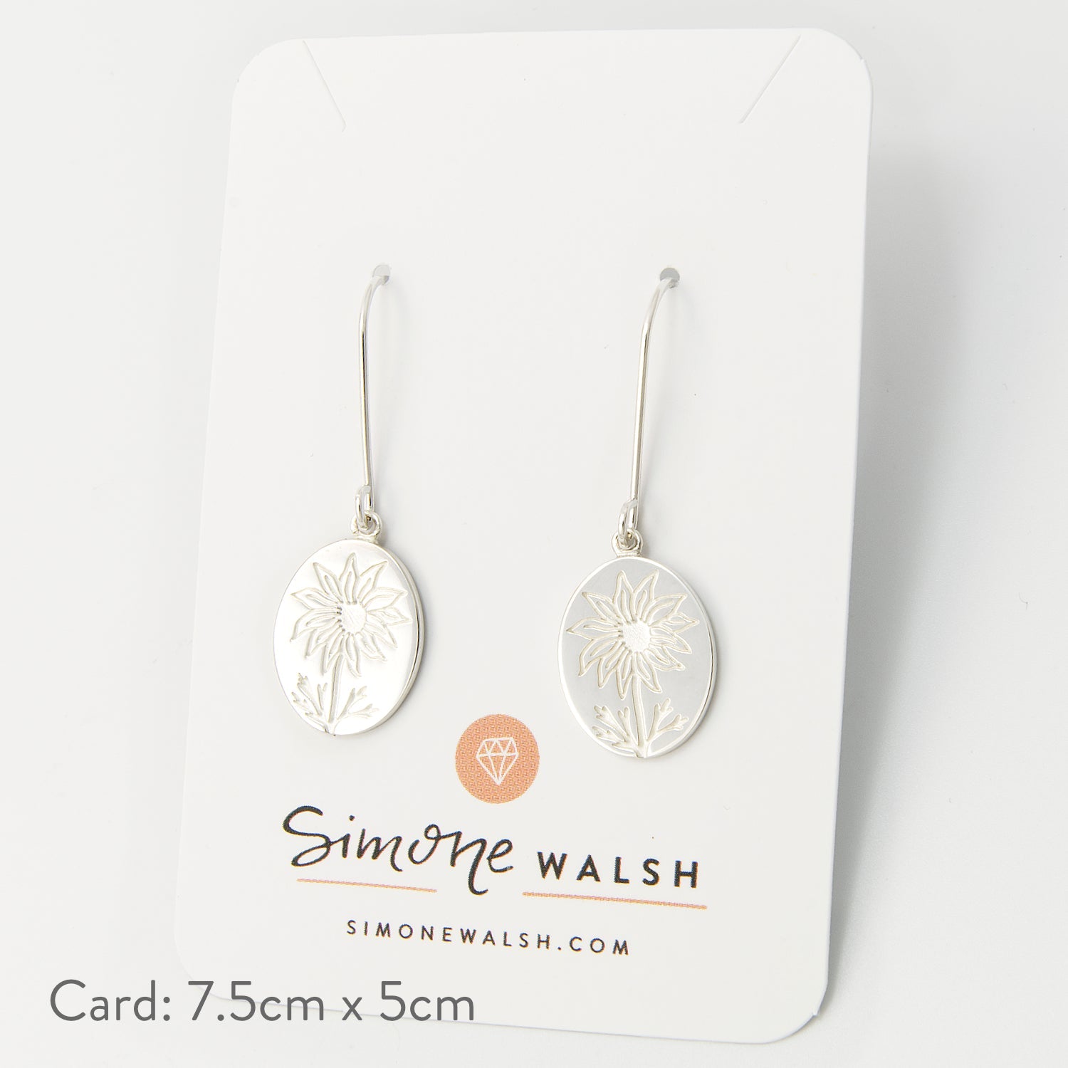 Flannel Flower Oval Silver Drop Earrings