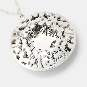 Australian Flora Pattern Silver Open Locket
