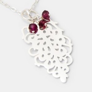 Grevillea Flower & Rose Garnets Pendant Necklace