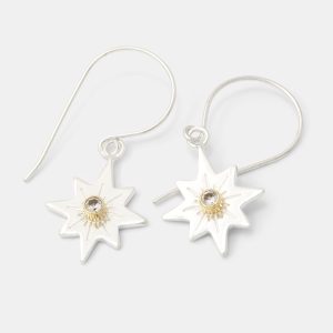 Guiding Star & White Sapphire Drop Earrings