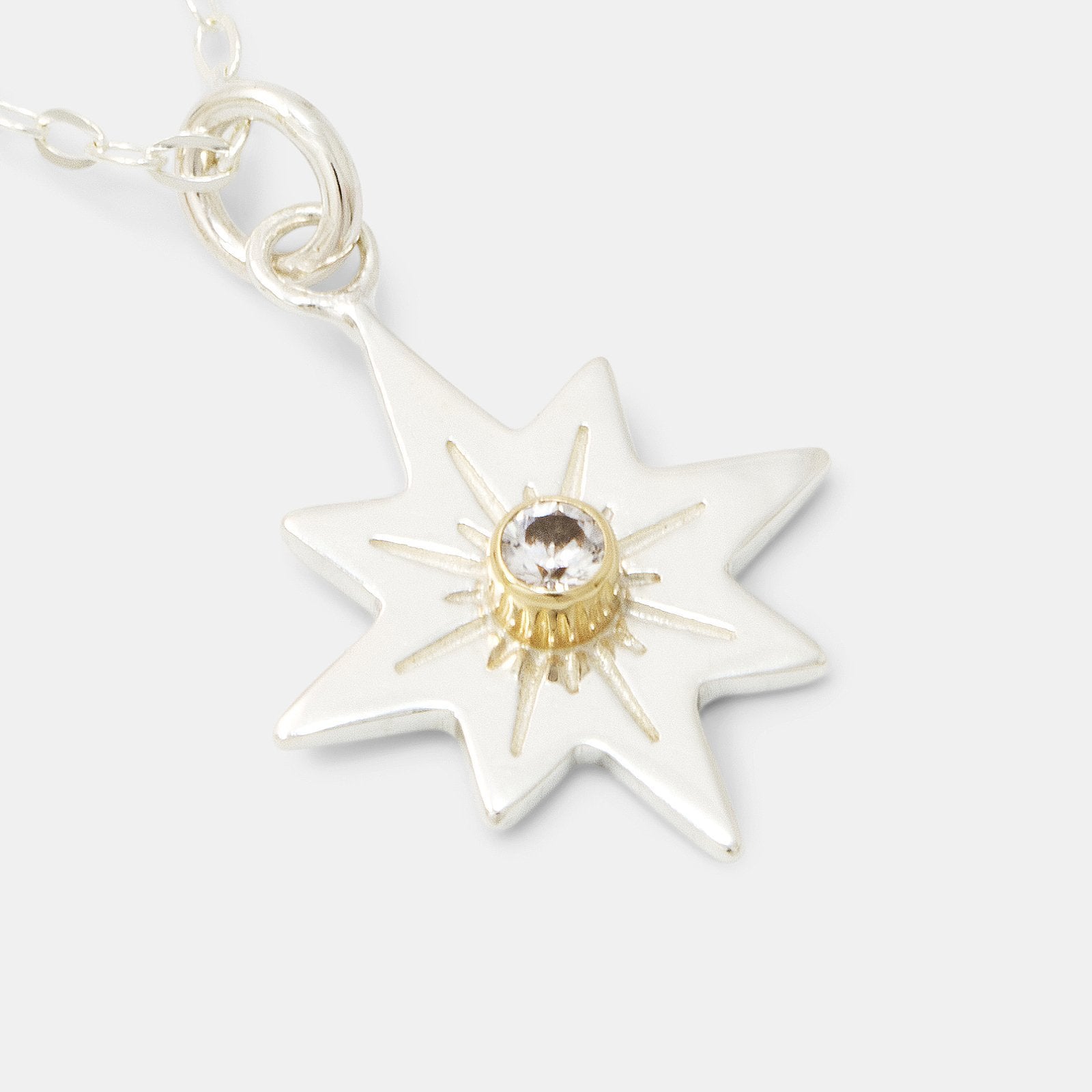 Guiding Star & White Sapphire Pendant Necklace
