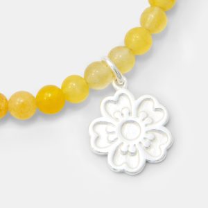 Guinea Flower & Golden Jade Gemstone Bracelet