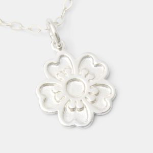 Guinea Flower Silver Pendant Necklace