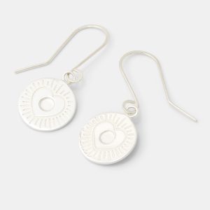 Heart Amulet Sterling Silver Drop Earrings