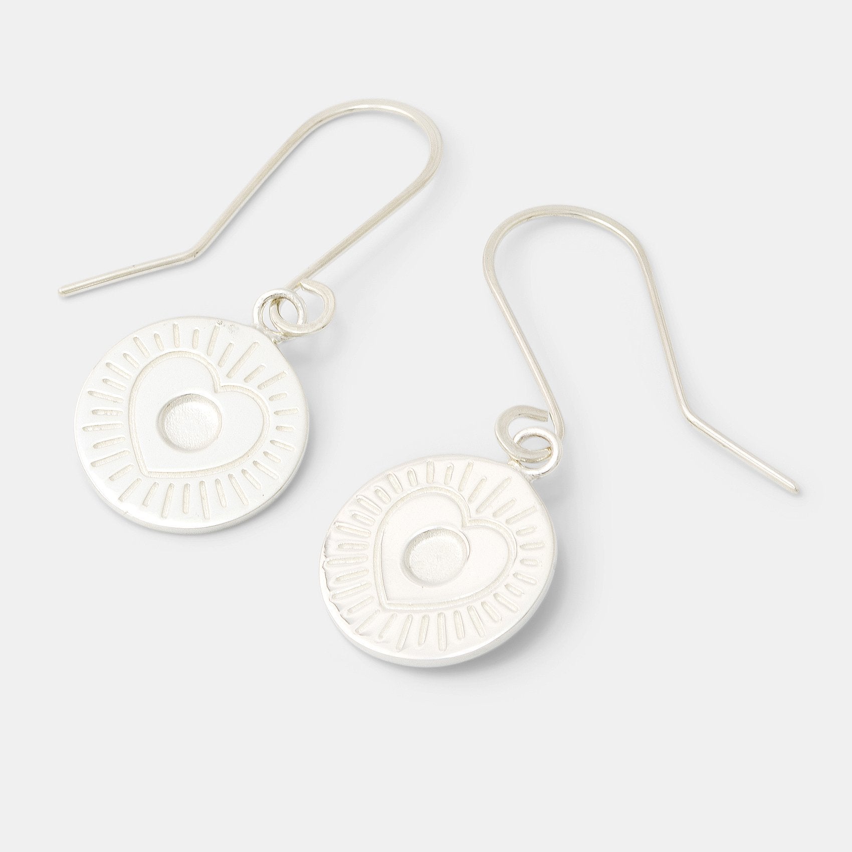 Heart Amulet Sterling Silver Drop Earrings