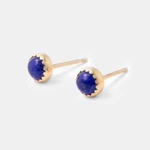 Lapis Lazuli Solid Gold Stud Earrings