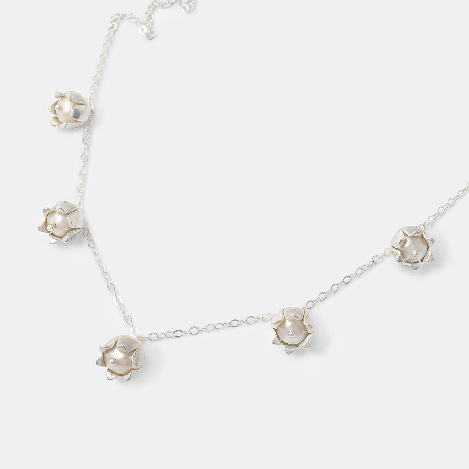 Lily of the Valley Silver Necklace with Pearls