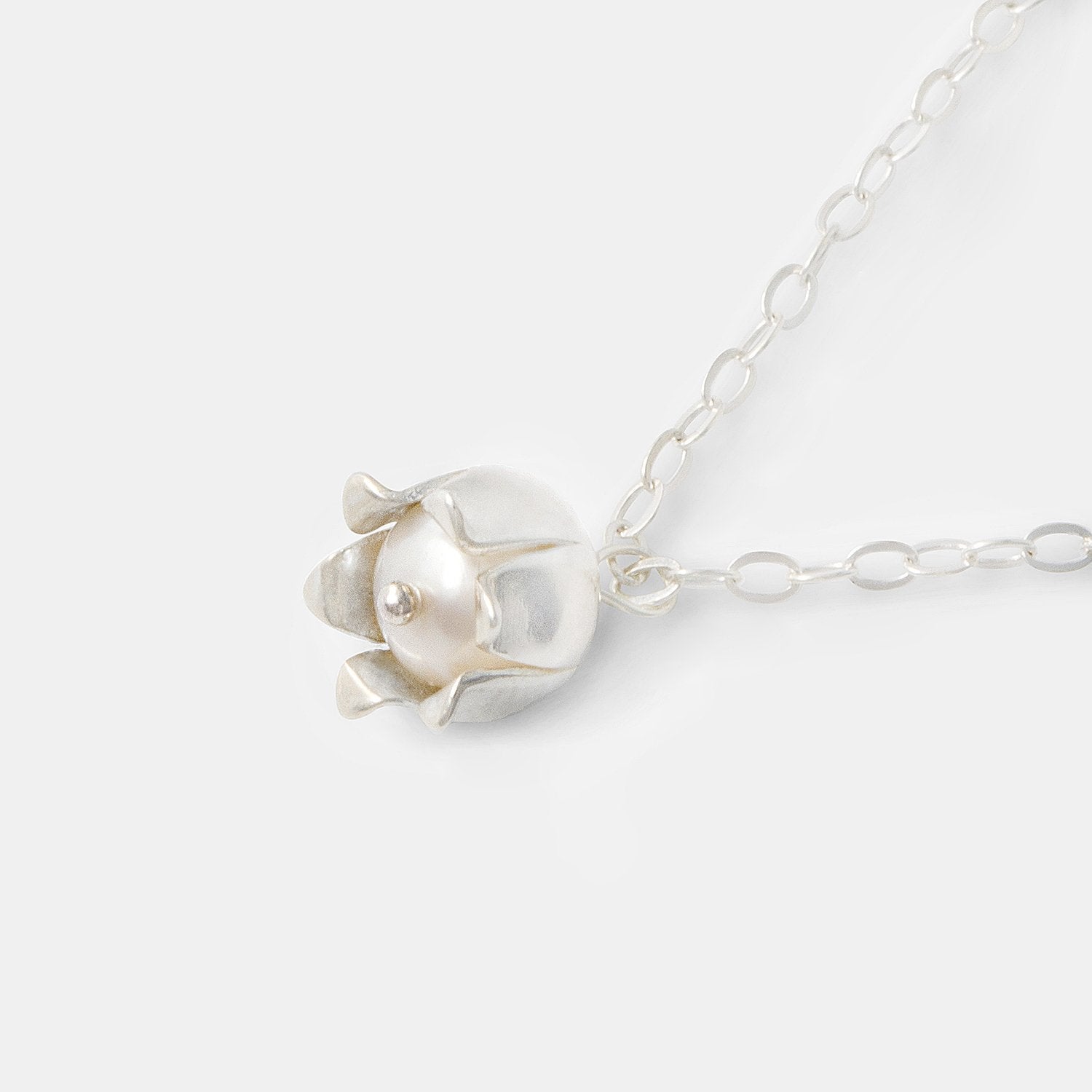 Lily of the Valley Pearl & Silver Pendant Necklace