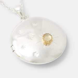 Moon & Back Silver Locket Necklace
