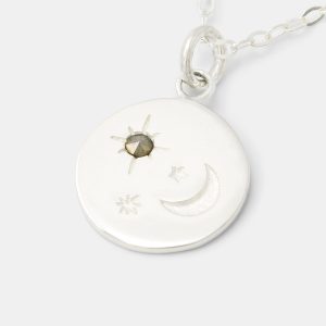 Moon & Stars Amulet Silver Pendant Necklace
