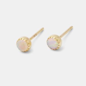 Opal Stud Earrings in Solid Gold
