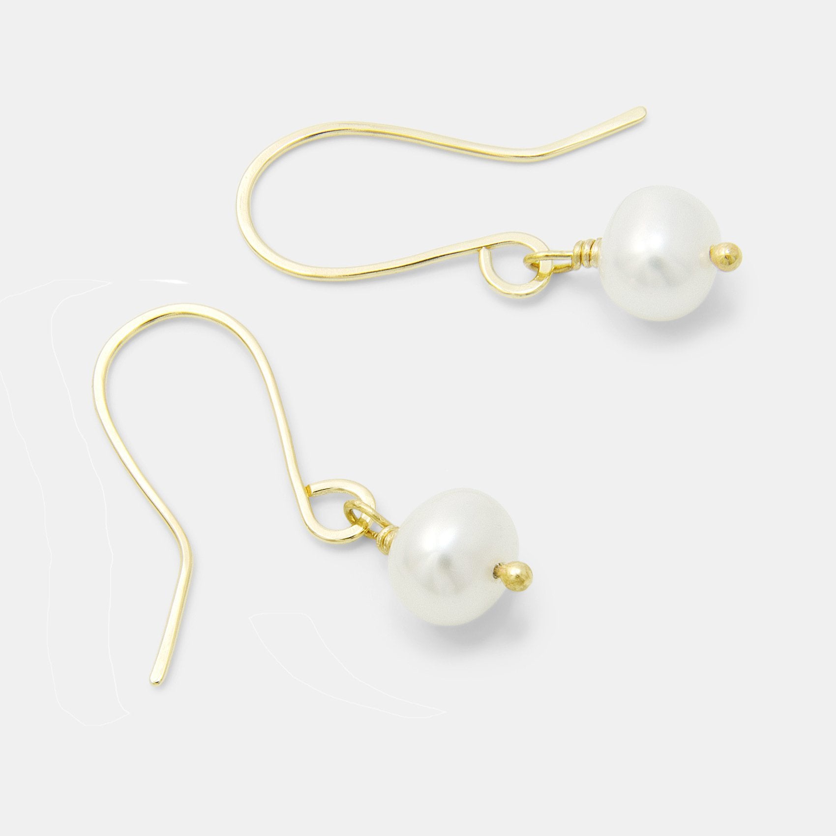 Pearl & Solid Gold Drop Earrings