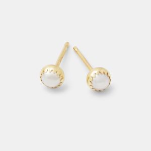 Pearl & Solid Gold Stud Earrings