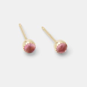 Pink Tourmaline & Solid Gold Stud Earrings