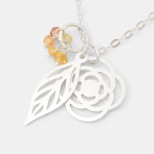 Poppy, Leaf & Yellow Sapphires Cluster Necklace