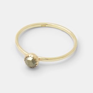 Pyrite & Solid Gold Stacking Ring