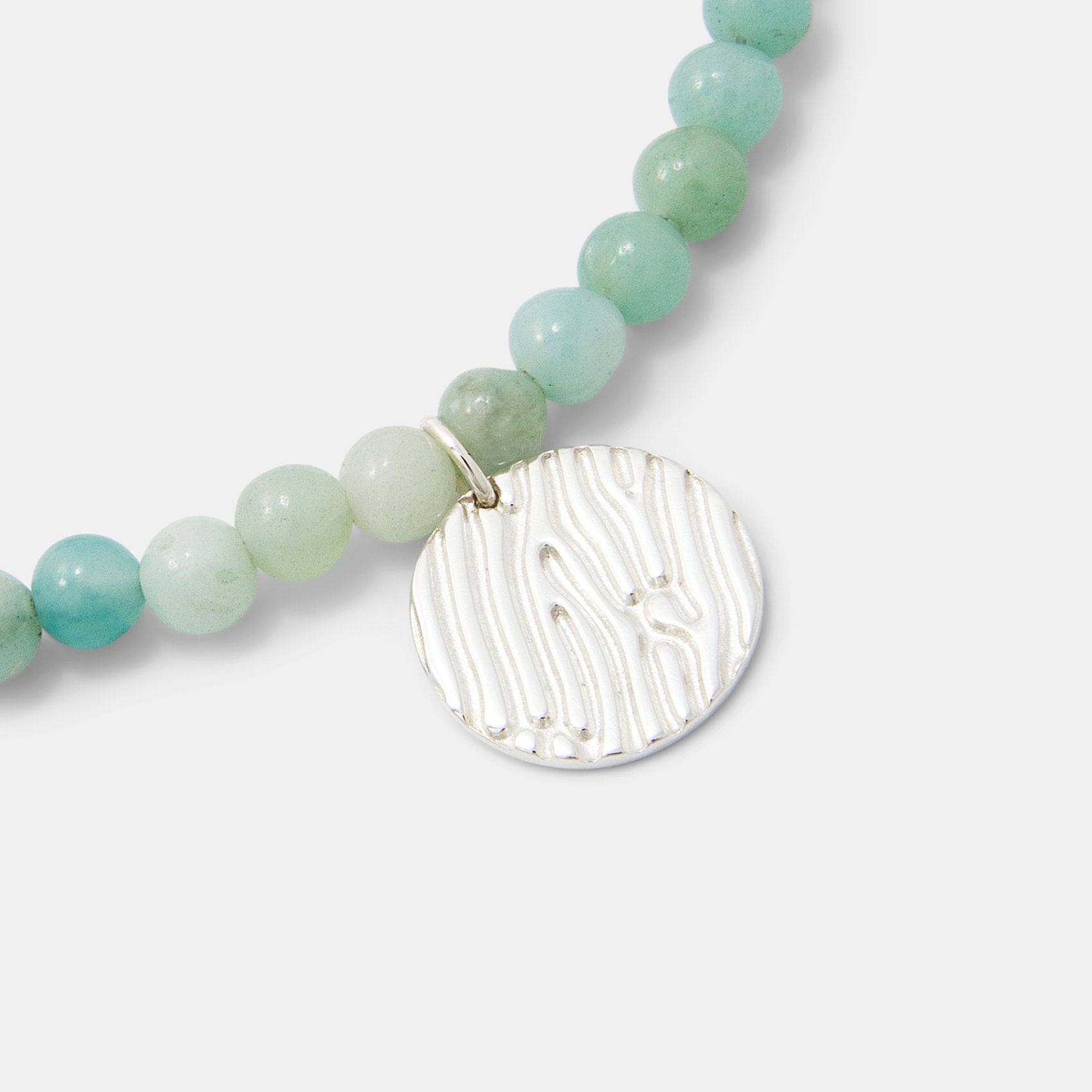 Sand Texture Pendant on Amazonite Beaded Bracelet