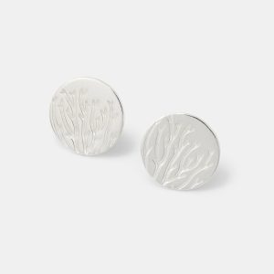 Seagrass Texture Silver Stud Earrings