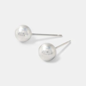 Large Silver Ball Stud Earrings