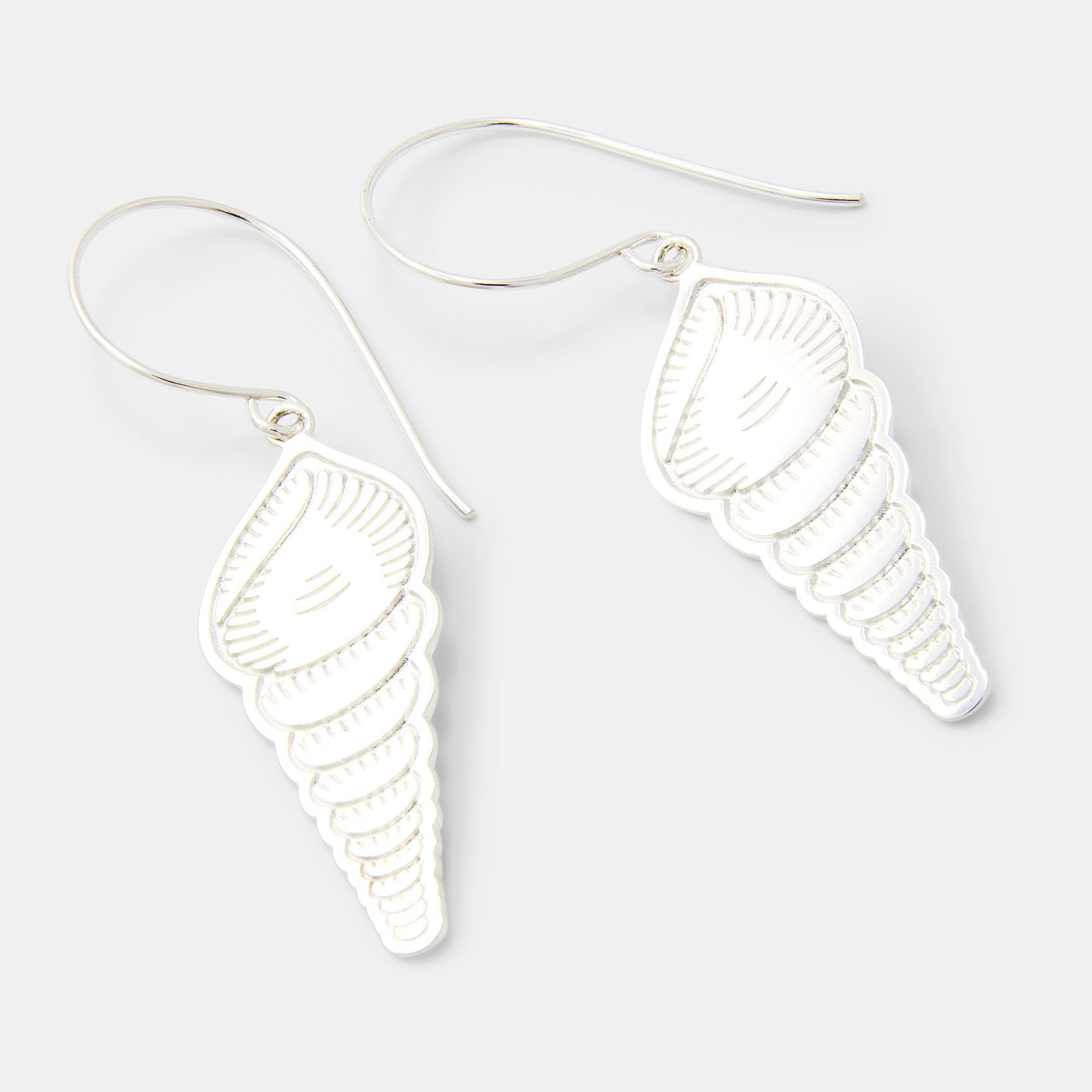 Spiral Shell Silver Dangle Earrings