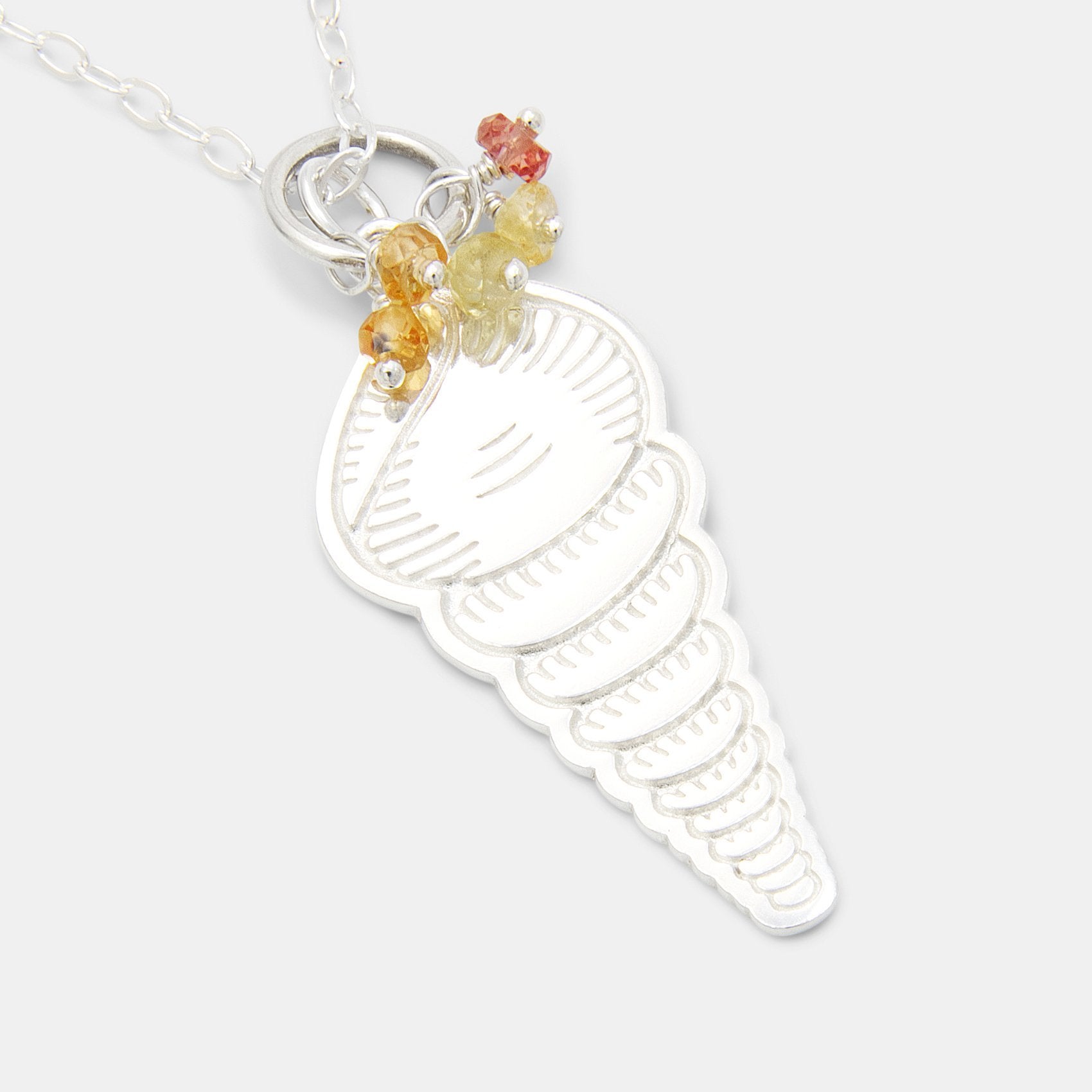 Spiral Shell & Yellow Sapphires Necklace