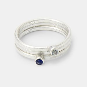 Stacking Rings Set: Sapphire & Aquamarine