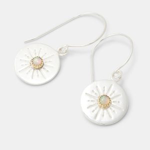 Starburst Amulet & Opal Silver Drop Earrings
